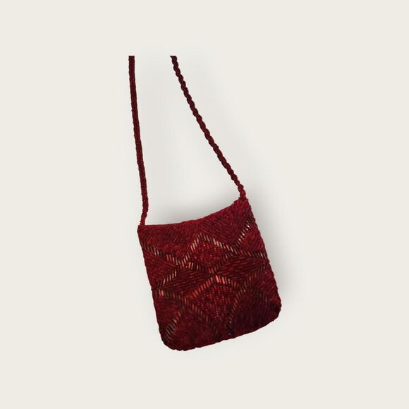 Vintage 60s red beaded crossbody tiny mini bag - Picture 3 of 7